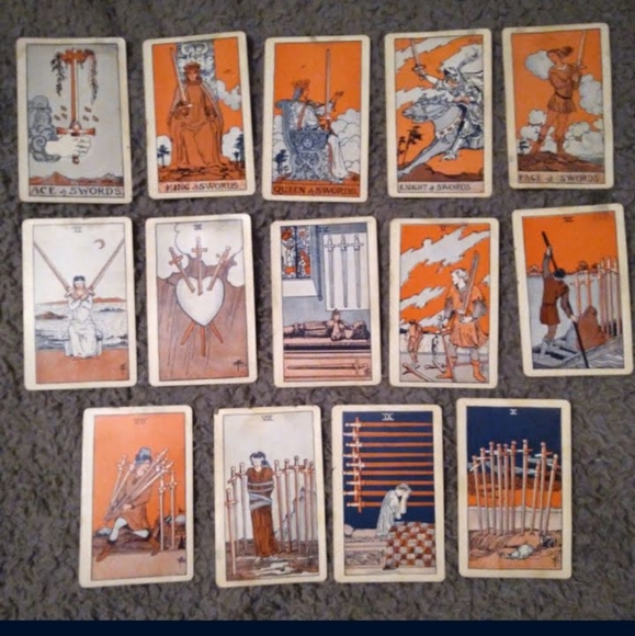 Antique c.1919 ORIGINAL de Laurence's RARE ORANGE deck Tarot Cards - Picture 6 of 12